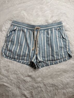 aerie Blue and White Striped Drawcord beach shorts